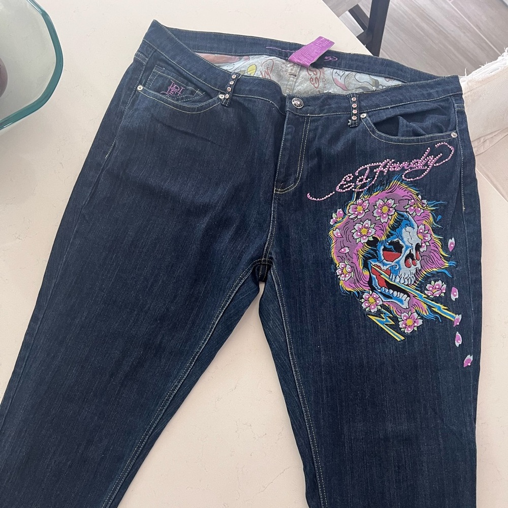 purple ed hardy jeans